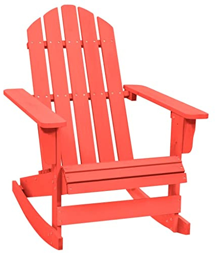 HaoChrymec Adirondack-Schaukelstuhl aus Massivholz Tanne, Ergonomisches Design, Witterungsbeständig, Relaxsessel Garten, Schaukelstuhl Outdoor, Balkonsessel, Rot, 70 x 91.5 x 92 cm
