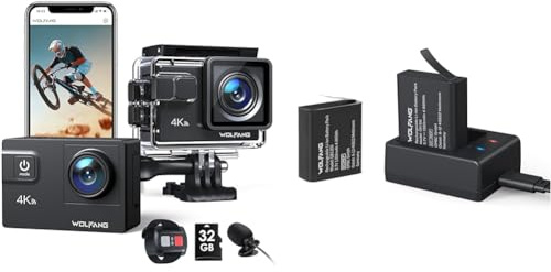 WOLFANG Action Cam GA300 4K60FPS with 32GB & Battery Charger Set
