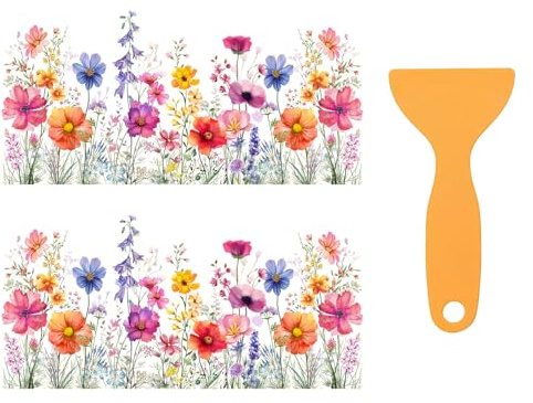 2 stycken fönsterbilder blommor vår dekoration, fönsterbilder barnrum med blommotiv, återanvändbara glasälskare, statiskt självhäftande fönsterklistermärken, självhäftande för dörrar hem
