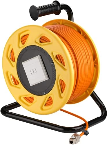 goobay 58934 Netzwerk Kabeltrommel 50m Outdoor CAT 7A Kabel RJ45 Keystone Buchse Netzwerkkabeltrommel Netzwerkkabel Verlängerungskabel 50m Orange