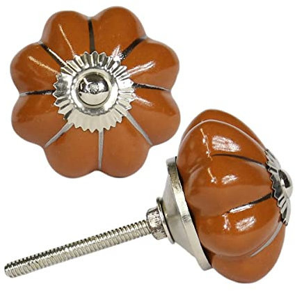 Möbelgriff Blumen Form geschwungen Schubladengriff Möbelknopf Landhausstil Porzellan Keramik Knopf Messing viele Farben, Modell:G13