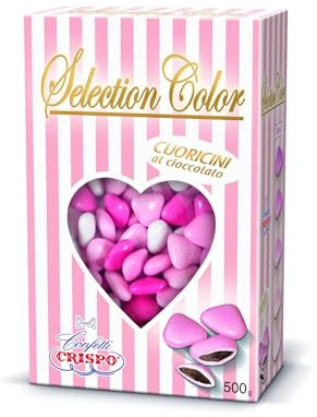CONFETTI CUORICINI ROSA SFUMATI CRISPO CONFEZIONE DA 500 GR. BOMBONIERE CUORI MIGNON - 4493