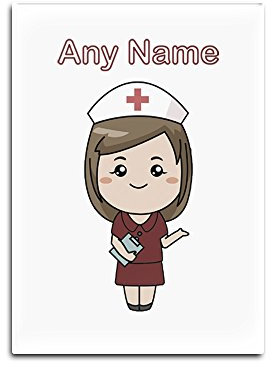 UNIGIFT Kühlschrankmagnet aus Glas mit Aufschrift Nurse in kastanienbraun, personalisierbar