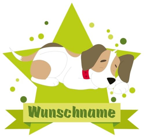 Samunshi® Süßer Hund Wandtattoo Türschild mit Name personalisierbar Kinderzimmer Türaufkleber Baby Wandaufkleber - 50x43cm mehrfarbig