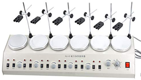 CGOLDENWALL HJ-6 Lot de 6 agitateurs magnétiques thermostatiques avec plaque chauffante pour instrument de laboratoire (Asynchrone)
