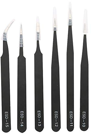 6 STÜCKE Präzision Antistatische Pinzette Edelstahl Pinzette Wartung Werkzeug für Elektronik, Schmuckherstellung, Laborarbeit, Reparatur, Make-up, Nail art