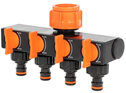 BFG Adattatore Rubinetto da Giardino a 4 Vie 3/4 x 1 con Valvole Indipendenti – Connettore per Irrigazione e Sistemi di Innaffiamento