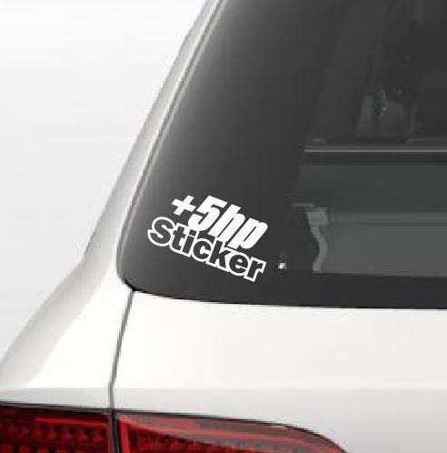 Dinger-Design Aufkleber +5hp Sticker JDM Tuning OEM Dub Decal Stickerbomb weiß