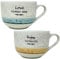 NAMAI - Set di 2 Tazze Colazione Grande, 450 ML, 11CM Diametro x 8,5 CM Altezza, Porcellana Resistente, Adatte in Lavastoviglie e Microonde, Colori Vivaci, Idea Regalo (Tazze Granuli Ocra + Azzurro)