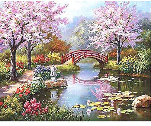 ZHXXFD Peinture par Numéro Adulte Grand Format Chemin De Fleurs De Cerisier Paysages Toile De Couleur Peinture Cadeau Décoration sans Cadre 40X50Cm Enfant