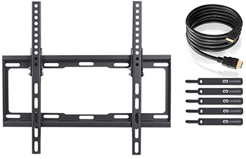 TV Wandhalterung für 26-52 Zoll (ca. 66-13cm) Flach & Curved LCD LED OLED Fernseher & TFT Monitor | Neigbar | Wand Halter Fernseher Halterung | VESA 200x200-400x400 | Schwarz