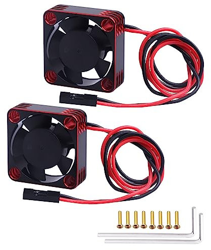 Hobbypark RC Brushless Motor Cooling Fan ESC Cooling Fan for RC Car 1/8 1/10 1/12 Scale 540 550 Brushless Motors (Black-Red 2pcs)