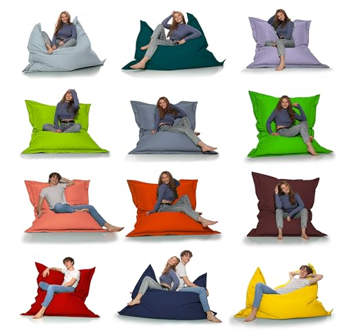 HomeIdeal - Sitzsack 2-in-1 Funktionen Riesensitzsack für Erwachsene & Kinder - Gaming & Entspannen - Indoor & Outdoor da er Wasserfest ist - mit EPS Perlen, Farbe:Gelb, Größe:100x145 cm
