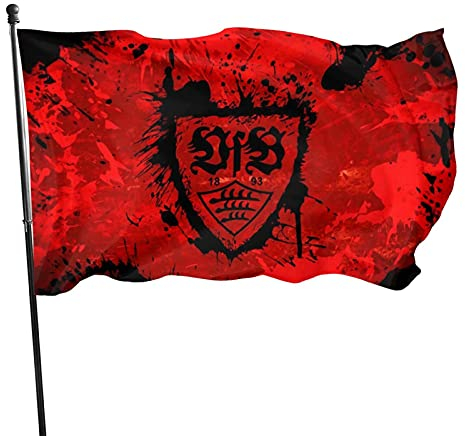 Aiier VfB Stutt-Gart Familienflagge 90 x 150 cm Rot Gartenflagge Dekofahnen Wettkampffahnen