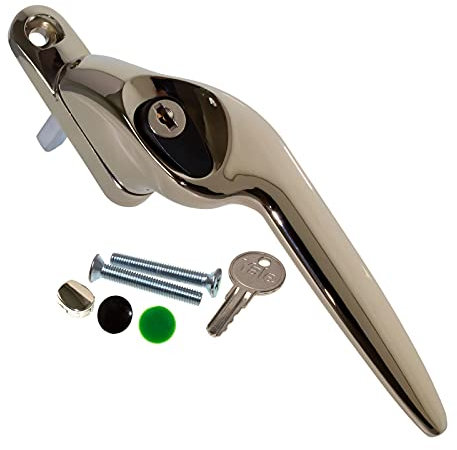 Champagne Gold Right-Hand Yale UPVC Window Handle Cranked Double Glazing Universal Key Locking - 40mm