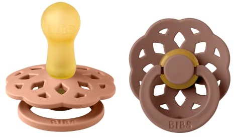 BIBS Boheme Schnuller 2er-Pack. BPA-frei. Kirschform Nippel, Größe 2 (6-18 Monate), Peach/Woodchuck