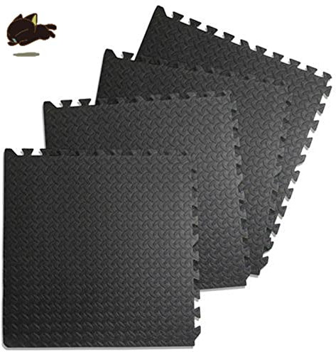 Tappetino per esercizi, con tessere a incastro,Tappetino in Gomma EVA; Nero - Piastrelle ad Incastro Antiscivolo per Pavimento Casa, Fitness, Garage(18pc, motivo a foglia)