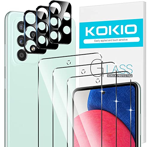 Kokio [3 Stück Hartglas kompatibel mit Samsung Galaxy A52 / A52 5G / A52s 5G 6,5 Zoll + [3 Stück] Rückseitenschutz, Displayschutz, 9H Härte, blasenfrei, Ultra HD, kratzfest