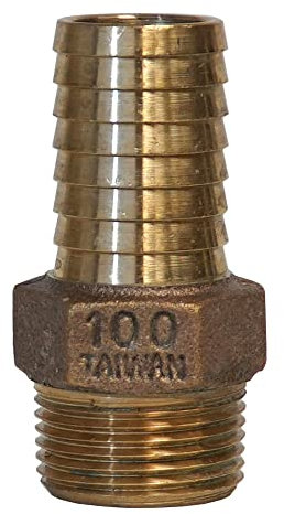 Merrill MFG No-Lead Bronze Adapter Inch Brass Male Adapter, Connects Submersible Pumps to Flexible Pipe, Threaded and Barbed NPT, 1