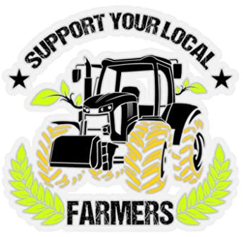 Teegarb Letter Blanket Aufkleber Neuheit Support Your Locals Farmers Farming Tillage Fan Lustige Aufkleber für Laptop Auto 7,6 cm × 7,6 cm / Transparent