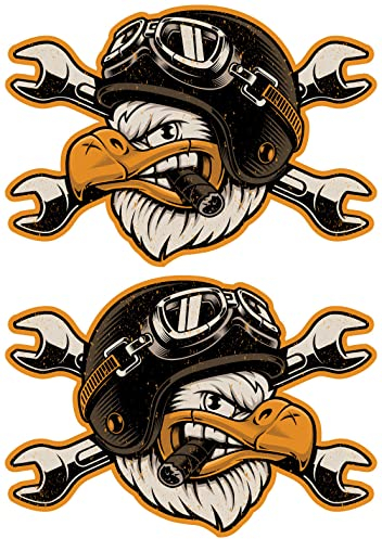 Samunshi 2X Vintage Adler Set Aufkleber Autoaufkleber für Motorrad Fahrrad Roller oder Auto Sticker Chopper Hot Rod Bopper Enduro Motocross Rockabilly Vintage (50x35cm 2X Vintage Adler Set)