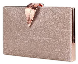 CORIOS Small Clutch Purses for Women Evening Bag with Leaf-Style Flip Lock Bridal Wedding Handbag Sparkly Glitter Shoulder Bag Elegant Crossbody Bag for Wedding Cocktail Party Prom Rose Gold