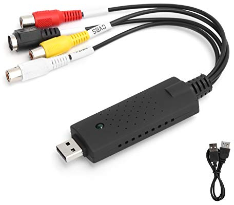 Akozon Videoaufnahmekarte, tragbar USB 2.0 Schwarz Videosammlung für tragbaren Übertragungskonverter XP Vista 7 8 10 Linux Grabber Composite S-Video