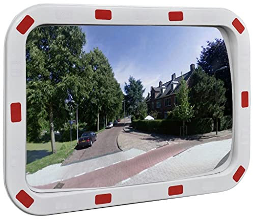ZEYUAN Verkehrsspiegel, Ausfahrt Spiegel, Konvexer Spiegel, Spiegel Ausfahrt, Traffic Mirror, Einparkhilfe Garage, Konvex Viereckig 40×60 cm mit Reflektoren