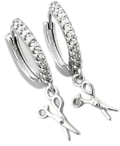 PHONME Ohrringe 925 Sterling Silber Schere Anhänger mit Mikro-Intarsien Zirkon Creolen weiblich einfache Schmuckparty Mode-Accessoires (Size : VES7665)