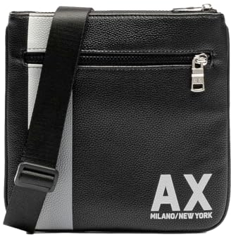 Armani Exchange Men's Color Block Ax Bag Flat Crossbody, Nero