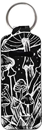 COEQINE Chapstick-Halter Schlüsselanhänger, Frauen Mädchen Lippenbalsamhalter Chapstick Lippenstift Lipgloss Halter für Schlüsselbänder, Schlüsselanhänger, Schwarzer Pilz., One size