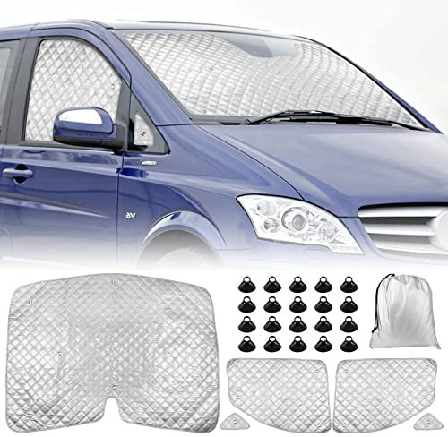 Technology Thermomatte Ersatz für VITO II W639 / Viano 2003–2014, Fahrerhaus 5-teilig, Aluminiumfolie Faltbar Sonnenblende, Sonnenschutz Frontscheibe Abdeckung