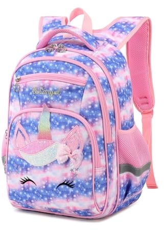 Cusangel Schulrucksack für mädchen,kinderrucksäcke mit Brustgurt kinder,21L Grosse Kapazität Grundschulrucksack,der 1-7.Klasse Mädchen Rucksack,für 6-9 jahre Girls