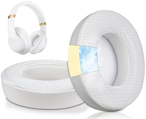 SoloWIT Replacement Ear Pads Cushions for Beats Studio 2 & Studio 3 Wired & Wireless Headphones, Earpads with High-Density Noise Isolation Foam - Studio CG White