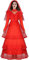 LIKUNGOU Braut Lydia Rotes Hochzeitskleid Kostüm für Frauen Halloween Gothic Spitze geschichtet Kleid mit Brautschleier Cosplay Outfit (S)