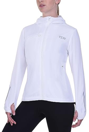 TCA Women's Running Softshell Jacket. Reflective Breathable Packable Jacket with Zip Pockets - White, XL