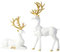 LAANCOO Hirsch-Statue, 2 Stück, stehend und sitzend, Kunstharz, nordisches, minimalistisches Rentier-Dekor, Rentier-Weihnachtsdekoration für Wohnzimmer, TV-Bogen, Weinschrank