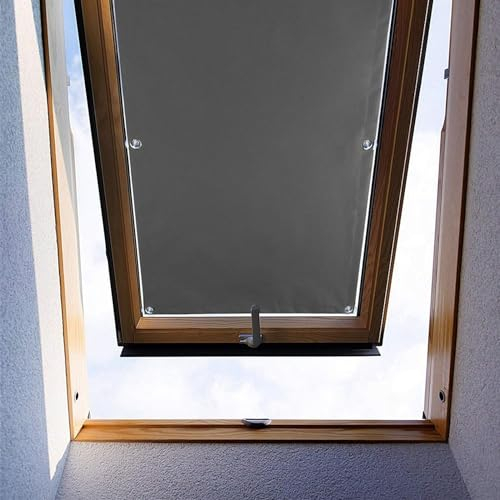 Ygann Dachfenster Rollo Thermo Sonnenschutz Verdunkelungsrollo für Dachfenster UV Schutz mit Saugnäpfe ohne Bohren ohne kleben (Grau,37x78cm)