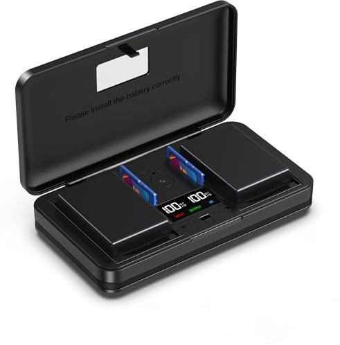 LIFEMOI EN-EL14 Camera Battery Charger Set (Including Two Batteries) Compatible with Nikon DSLRs, Coolpix P7100, P7700, P7800. 5V/2A USB Input, 8.4V/2A Output, LCD Display