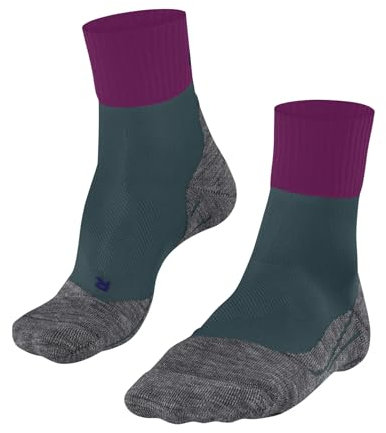 FALKE Women's TK2 Explore Cool Short W Sso Lyocell Functional Yarn Thick Anti-Blister 1 Pair Hiking Socks, Green Peacock 7373, 4-5