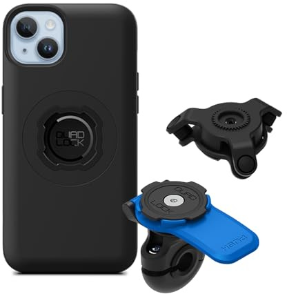 Quad Lock Motorcycle Mirror Phone Mount Kit with Vibration Dampener and iPhone 14 Plus MAG Case