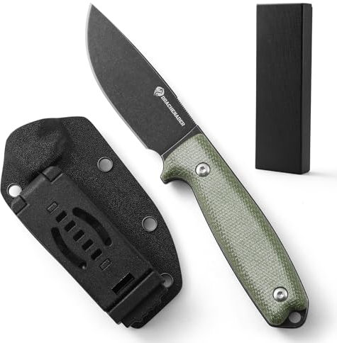 DRACHENADER Messer Outdoor Gürtelmesser 14C28N Edelstahl, 42a konform, legales feststehendes Messer zum Führen in Deutschland, Micarta Griff, inkl. Kydex Scheide und Geschenkbox