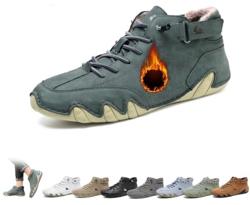 Italienska handgjorda höga stövlar Unisex Outdoor All-terräng Minimalistiska Beck-skor Lättviktsventilerande Halkfria Casual Barfotaskor for vandring Camping & kör Chukka-stövlar(Green Velvet,39 EU)