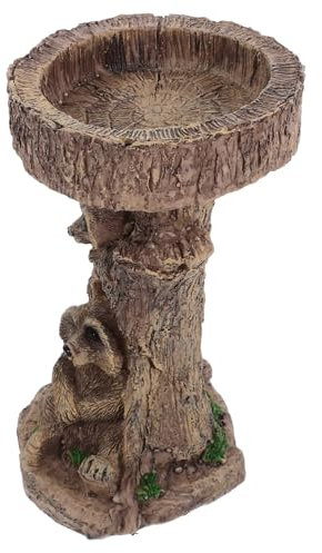 BESPORTBLE Raccoon Resin Ornament Bird Feeder Supplies Bird Bath Stand Lawn Bird Feeder Bird Baths Bird Bath Bowl Outdoor Bird Bath Bird Water Feeder Decorative Bird Feeder Bird Feeders Grey