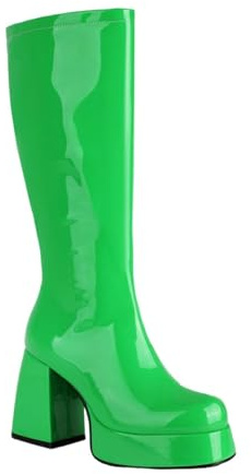 BILIKEYU Lange Stiefel Damen Plateau rutschfest Stiefeletten Lack Mit Absatz Reißverschluss Sexy Mid-Calf Kurzschaft Stiefel Vintage Elegant Bequem Langlebig Stiefel gr 40 Grün