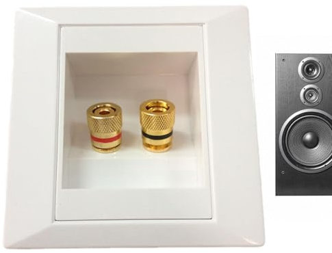 Speaker Wire Wall Plate - Banana Plug Gold Plated Wall Plate, Duall Sockets | Tight Connection Wall Plate for 1 Speaker, Home Audio Setup, Banana Plug Wall Mount for Clean Speaker Wire Management