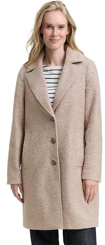 TOM TAILOR Damen 1047055 Bouclé Mantel mit Reverskragen, 38230-Boucle Beige Melange, L