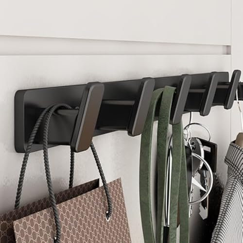 YESENT Wall Mounted Coat Hook Matte Black 5 Hooks - Heavy Duty Solid Aluminum Wall Mounted Coat Rack - Screw Fixed Wall Hook(Black, 5 Hooks)
