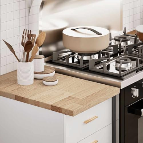 Genérico Encimera de Cocina Rectangular Madera Maciza Roble Mobiliario,Accesorios para mesas,Tableros para mesas Marrón 5,8 kg