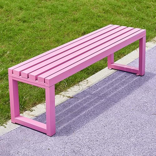 Gartenbank Sitzbank Outdoor Parkbank Gartenbank Holz Wetterfest,Sitzbank 220 Kg Belastbar，Holzbank Gartenmöbel for Balkon(Pink,100cm)